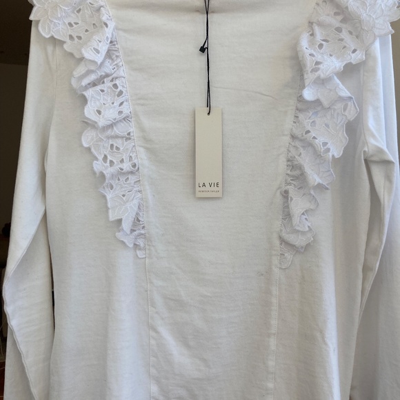 La Vie Rebecca Taylor Long Sleeve Embellished Clean Jersey Top Size M - Picture 11 of 11